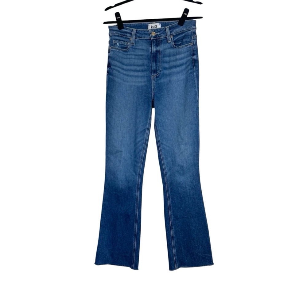 PAIGE Jeans High Rise Claudine Cropped Flare Raw Hem